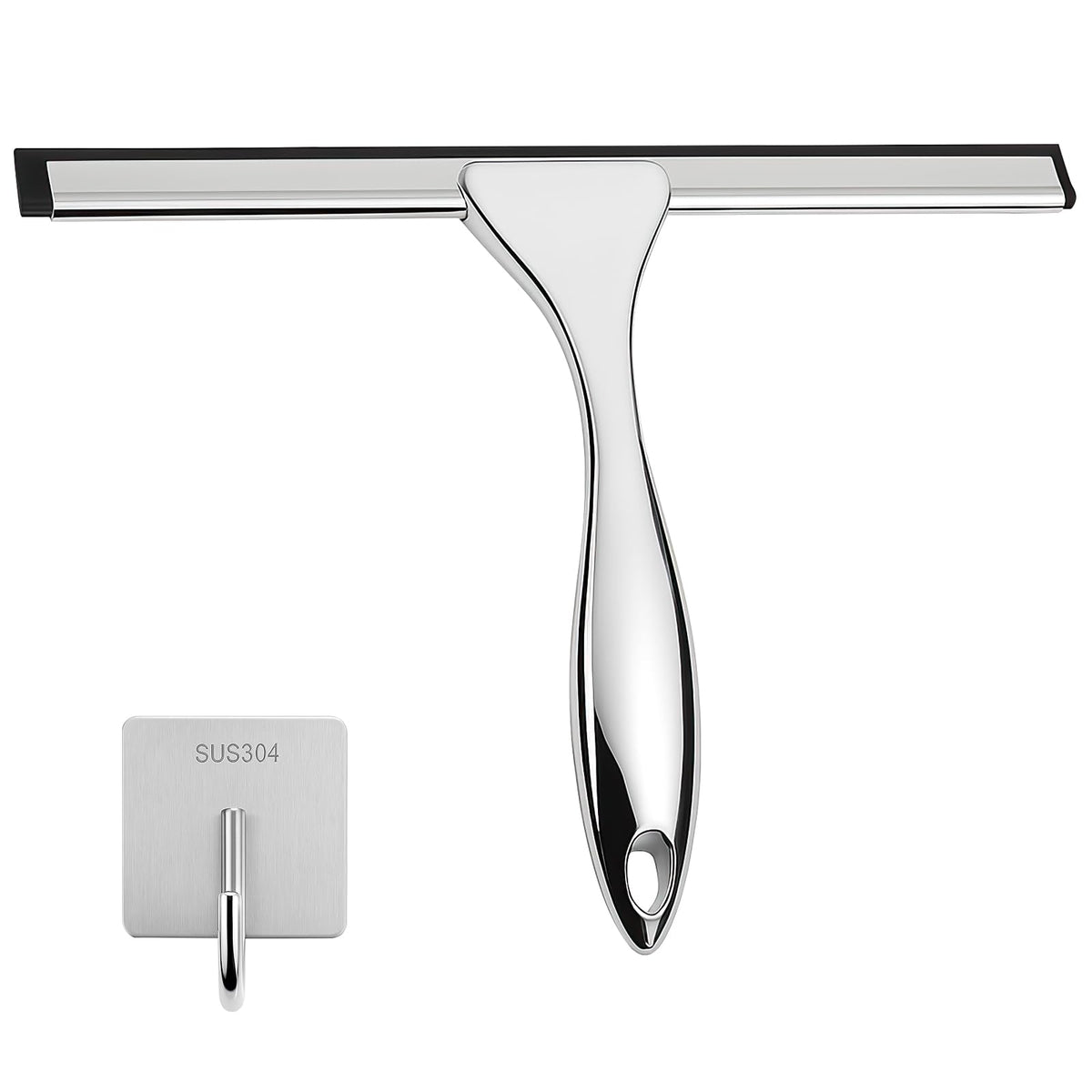 wlich 10 Inch Shower Squeegee with Hook For Glass Doors, Windows, Mirrors