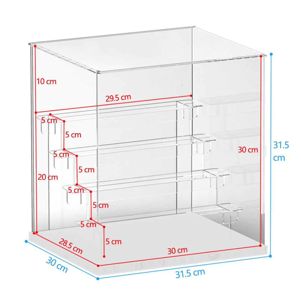 Nynelly 5 Tier Clear Acrylic Display Case for Models, Mini Figures, Pop Mart, Labubu, Sonny Angel, Smiski - Assemble Dustproof Display Box with Door
