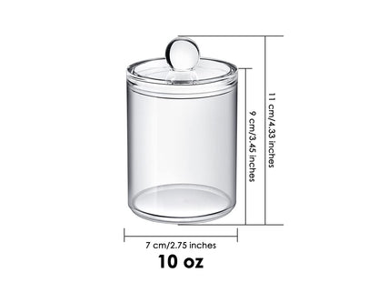 SCSpecial Acrylic Cotton Ball and Swab Holder with Lid 2 Pieces Apothecary Jars Bathroom Canisters for Cotton Rounds Cosmetic Pads