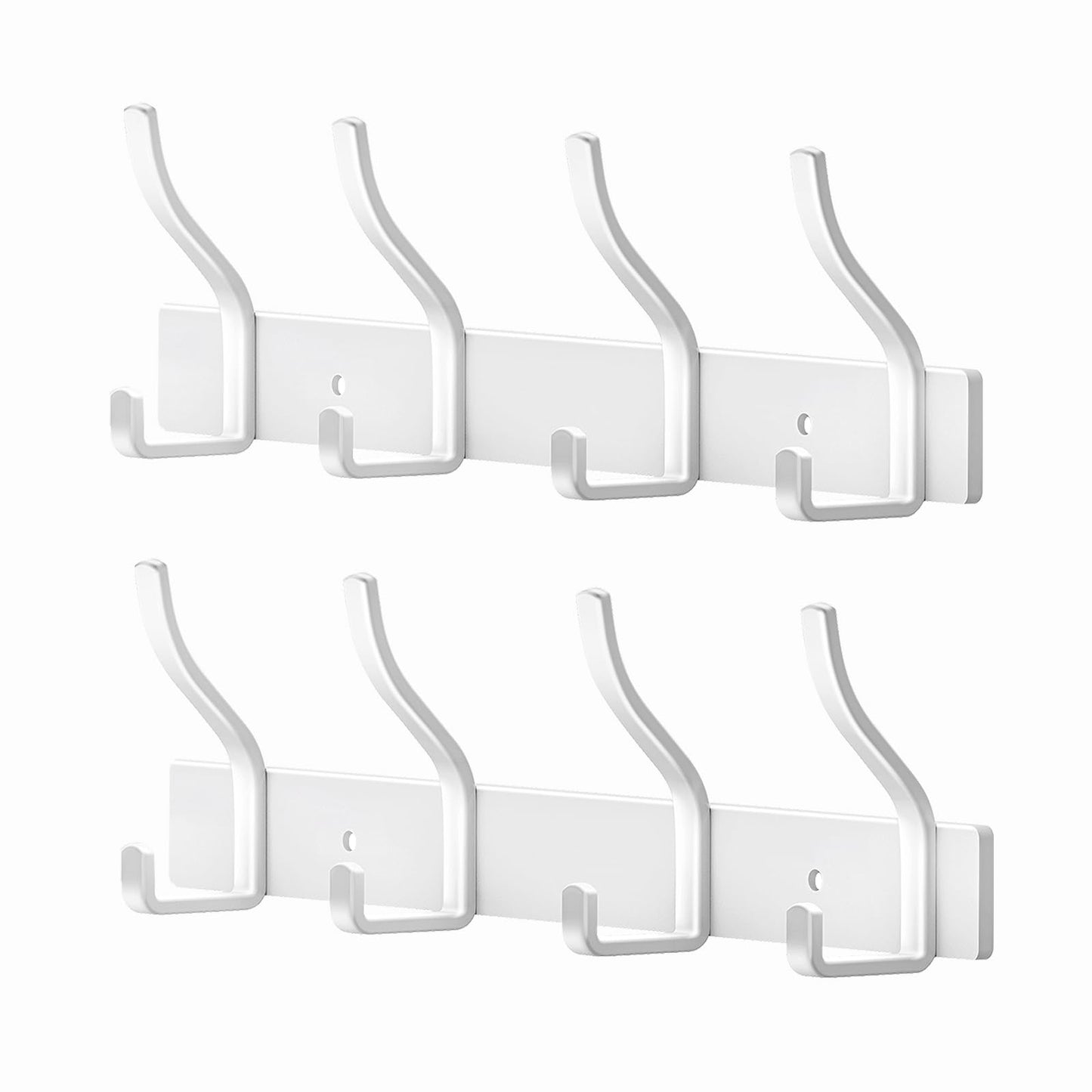 MEIJO Coat Hooks Wall Mounted Stainless Steel, White Coat Rack Wall Mounted with 4 Hooks Heavy Duty Coat Hooks for Door, Bathroom, Bedroom, Kitchen