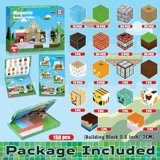 ToyUnited Magnetic Blocks-150PCS Magnetic Building Blocks Tiles Stacking, Construction Toys STEM Sensory Toys for Toddlers Kids Boys Girls Ages 3 4 5 6 7 8 9 10 Christmas Easter Birthday Gifts