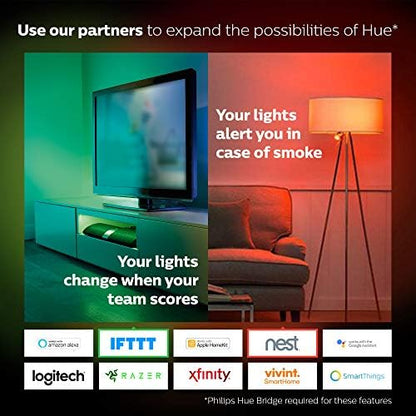 Philips Hue White and Colour Ambiance Mini Starter Kit [B22 Bayonet Cap] Includes 2 Smart LED Bulbs and a Hue Bridge, Compatible with Alexa, Google Assistant and Apple Homekit