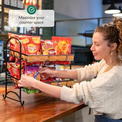 Candy Display Rack | Stackable Candy Organiser | Snack Organiser For Countertop | Snack Display Shelf And Chip Rack For Shops | Snack Stand For Office or Home