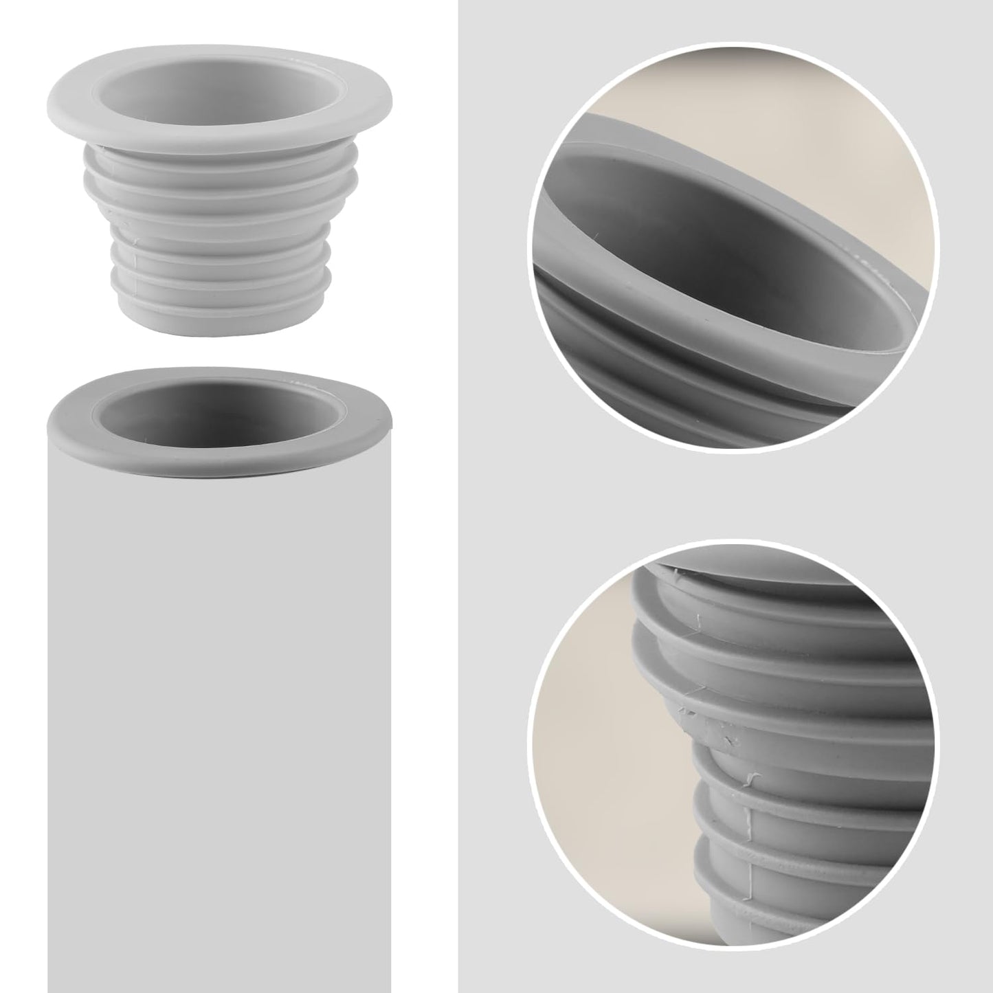 Bojueshaw 3pcs Universal Silicone Drain Plugs,Anti-Odor Flexible Pipe Seal Rings for Washing Machine,Bathtub & Kitchen Sink(Grey)