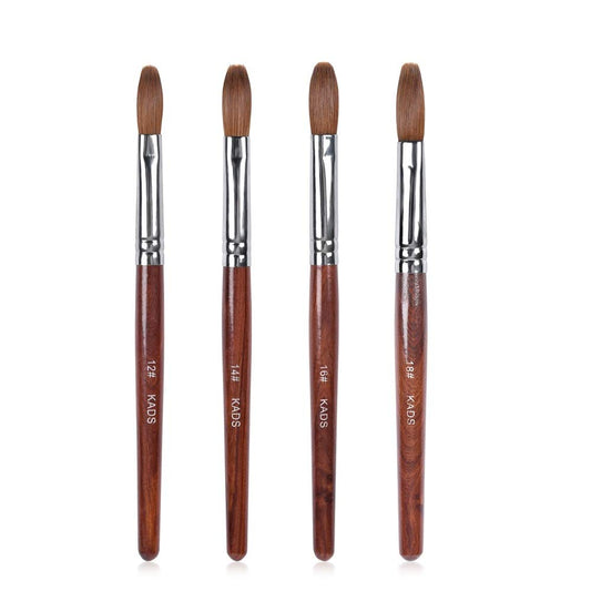KADS Kolinsky Sable Acrylic Nail Art Brush Red Wood Pen Nail Brush for Nail Art Manicure Tool (Set of 4)