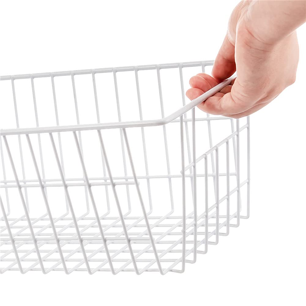 SANNO 15.7" Freezer Wire Baskets Refrigerator 4 Wire Metal Storage Baskets, Modern Farmhouse Storage Organizer for Pantry, Shelf, Kitchen, Cabinet