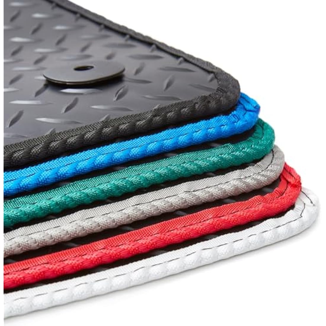 GCM - Van Floor Mats for Renault Trafic Van 2014 to Present Full Floor Protection - Anti Slip & Fit Rubber Van Mats with Clips Easy to Clean Heavy Duty for All-Weather - Green Edging, Rubber