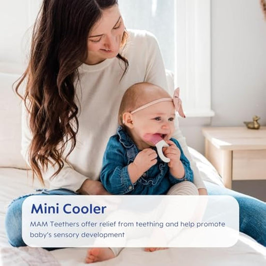 MAM Mini Teething Cooler and Clip, Blue, 2 Plus Months