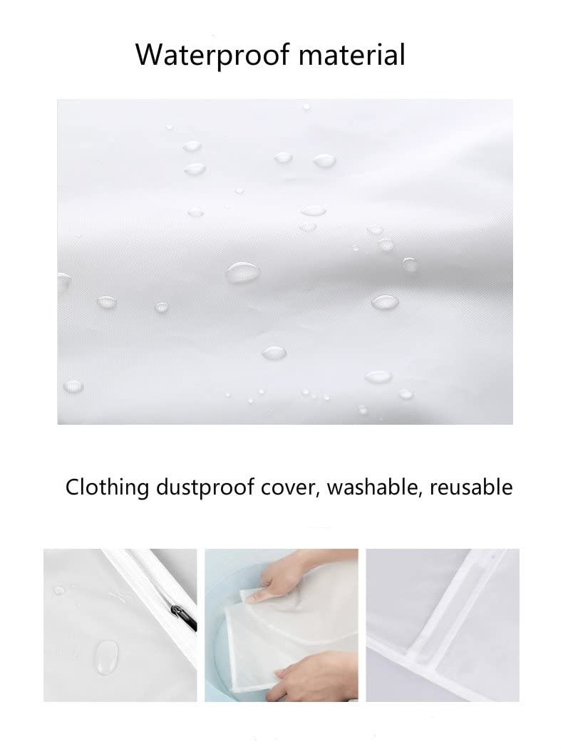 2PCS Zipper Dust Clothes Cover Waterproof Clothes Storage Wardrobe Suit Bags Closet Hangers Case Clothing Cover Dust Bag Hanging Organizer 2PCS