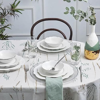 Karaca Daisy 12-Piece Porcelain Dinner Sets with Dinner & Dessert Plates, Cereal & Soup Bowls - New Generation Bone Dinnerware Sets for 4 People (White)