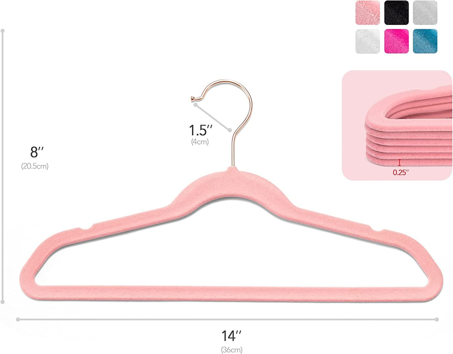 HOUSE DAY Kids Hangers, 60 Pack Velvet Coat Hangers, 14in, Ages 3-15, Pink