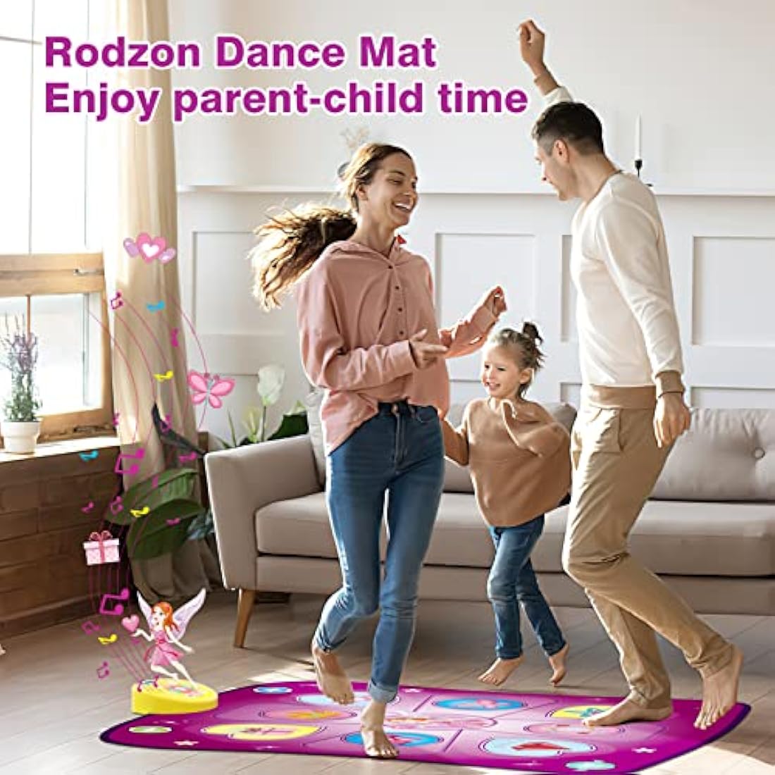 Dance Mat Toys for Girls, Play Mat with LED Lights, Adjustable Volume, 3 Game Modes, Built-in Music, Dance Game Pad Toy Christmas Birthday Gifts for 3 4 5 6 7 8 9+ years old kids (Purple)