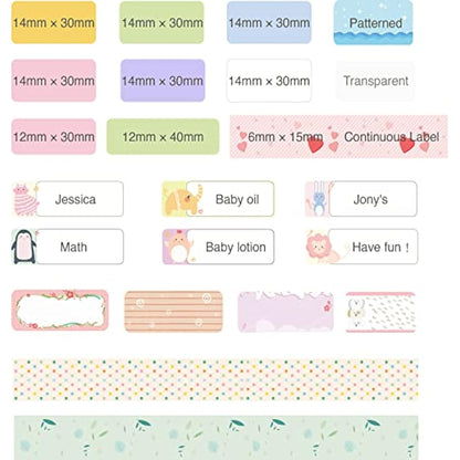 SUPVAN E10 & E11 & E16 Label Maker Tape, 15mm × 6m Genuine Continuous Laminated Thermal Label Tape Refill, Waterproof Oilproof Child-Safe Durable Auto Detect Labels, Black on Fruit