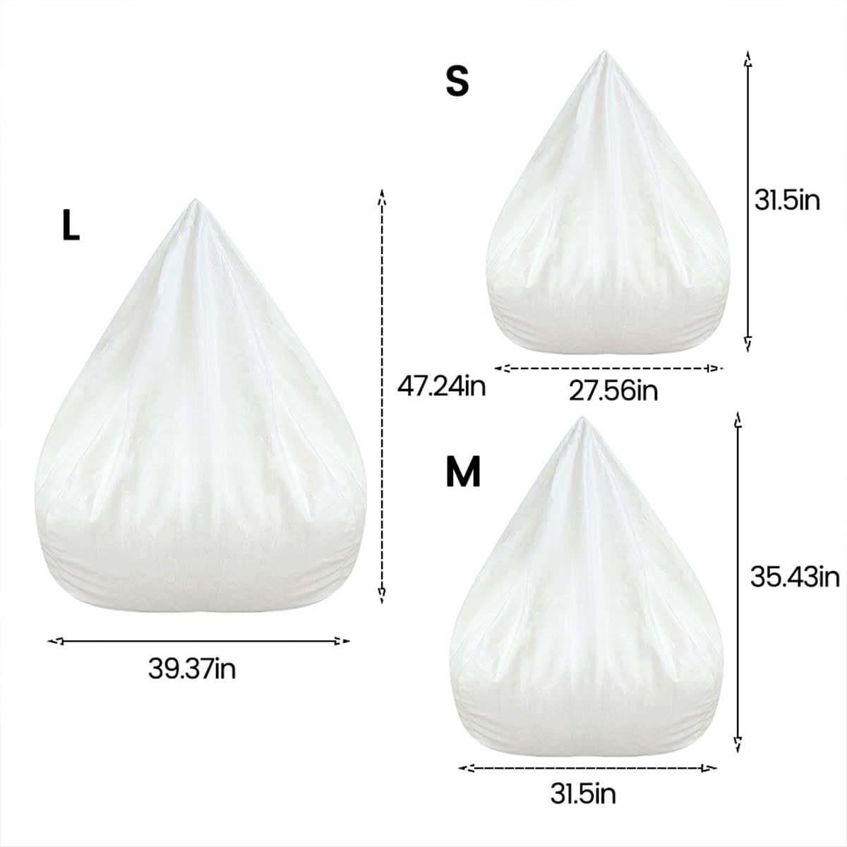ZEJEXXB Bean Bag Chair Inner Liner Replacement, Removable and Washable Lazy Sofa Inner Liner with Zipper