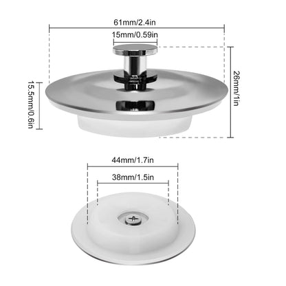 MAIXINNEW Bath Plug Replacement 45mm, Stainless Steel Drain Stopper, Universal Bathroom Plug Easy Grip for Bathtub Washbasin Kitchen Sink