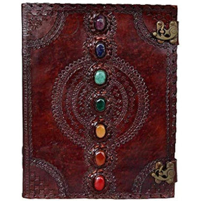 OVERDOSE Seven Stone Leather Journal - Handmade Antique Stone Journal For Students & Office For Men And Women Diary Leather Sketchbook Drawing Journal Notebook - Size 10 X 13 Inches | 25 X 33 cm