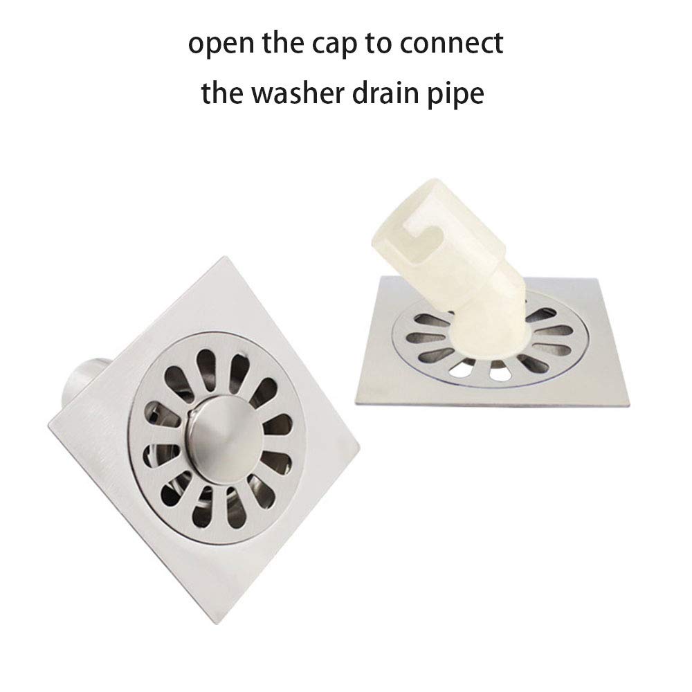 TopHomer Deep Water Floor Drain, 100 x 100mm Round Shower Strainer Stainless Steel Anti-odor Insert Floor Drain for Bathroom, Toilet and Kitchen