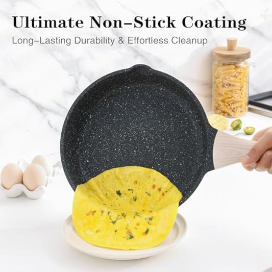 Kordisen Non Stick Frying Pans Skillet, 32 cm Granite Large Frying Pans Nonstick for Cooking, Healthy Induction Cookware, Heat Resistant Handle, PFOA Free