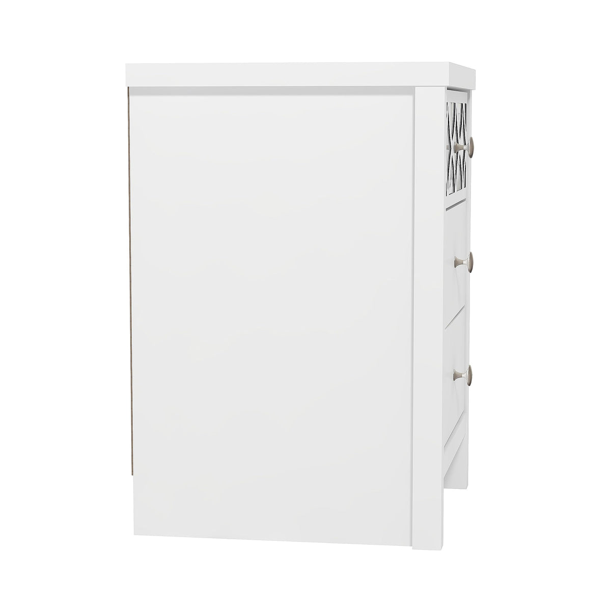 GFW Arianna 3 Drawer Bedside Table, White Bedroom Cabinet with Recessed Handles, Modern Nightstand Storage Unit
