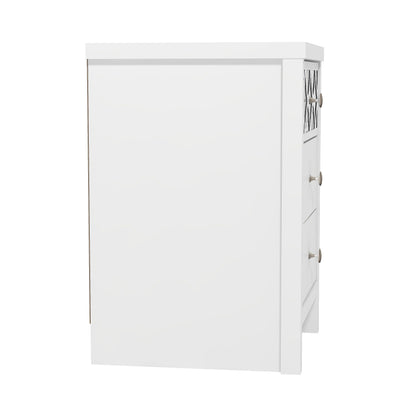 GFW Arianna 3 Drawer Bedside Table, White Bedroom Cabinet with Recessed Handles, Modern Nightstand Storage Unit
