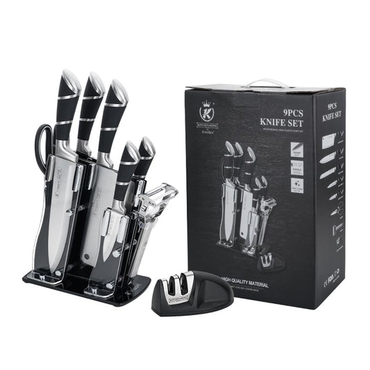 Ever Rich ? Stainless Steel Kitchen Knife Block Set, Knife Set, Ultra Sharp Knife Set (Black STYL 13)
