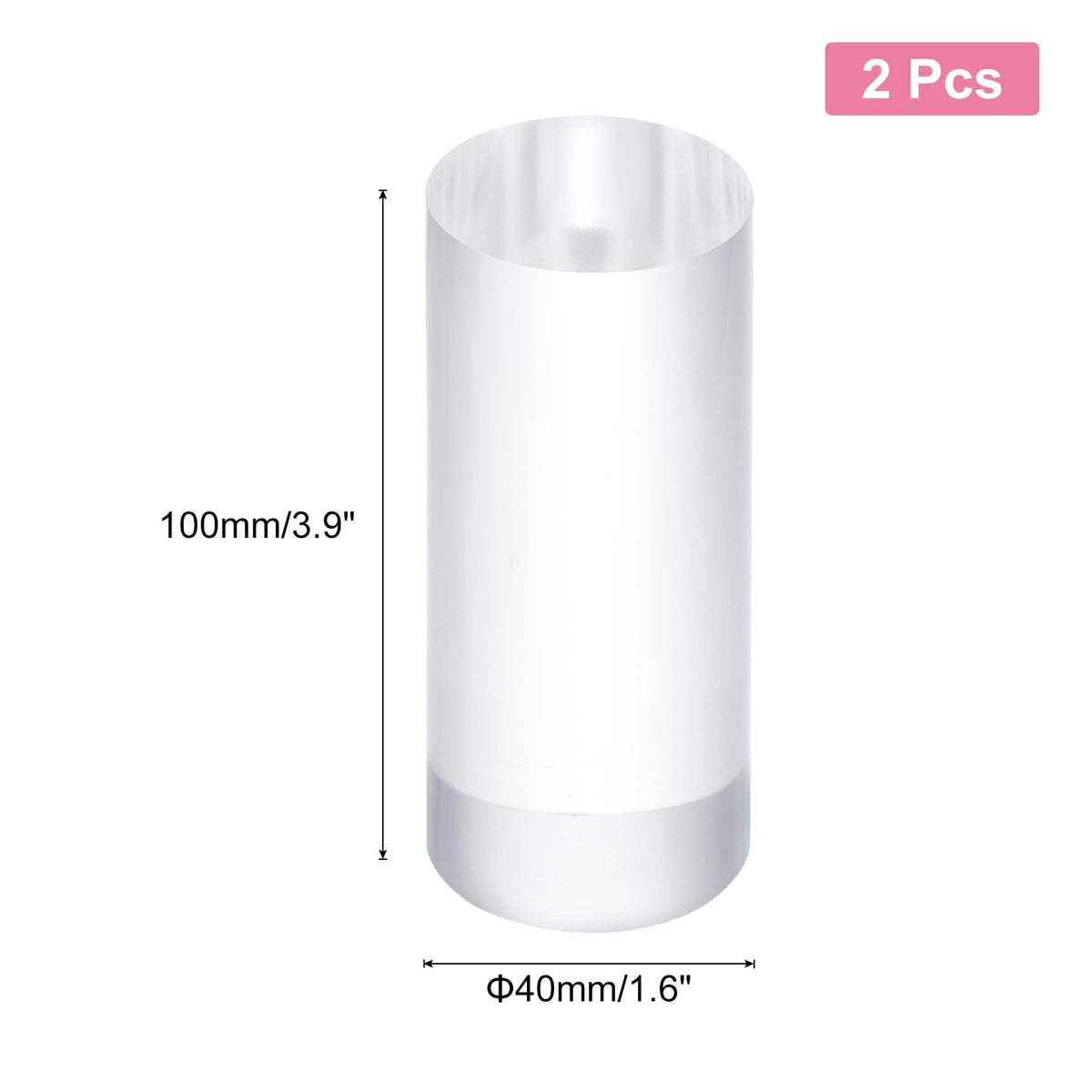 sourcing map 2pcs Acrylic Cylinder Display Blocks, 40 x 100 mm/1.6" x 3.9" Clear Jewelry Display Base Polished Cube Riser Stand Display Holder Base