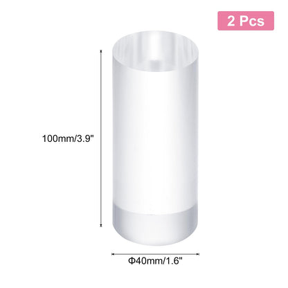 sourcing map 2pcs Acrylic Cylinder Display Blocks, 40 x 100 mm/1.6" x 3.9" Clear Jewelry Display Base Polished Cube Riser Stand Display Holder Base