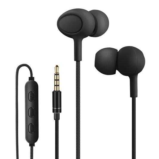 Yiwiso Sleep Headphones, Soft Earphones Wired for Sleeping, Sleep Earpbuds for Side Sleeping, In-Ear Headphones with Mic and Volume Control,