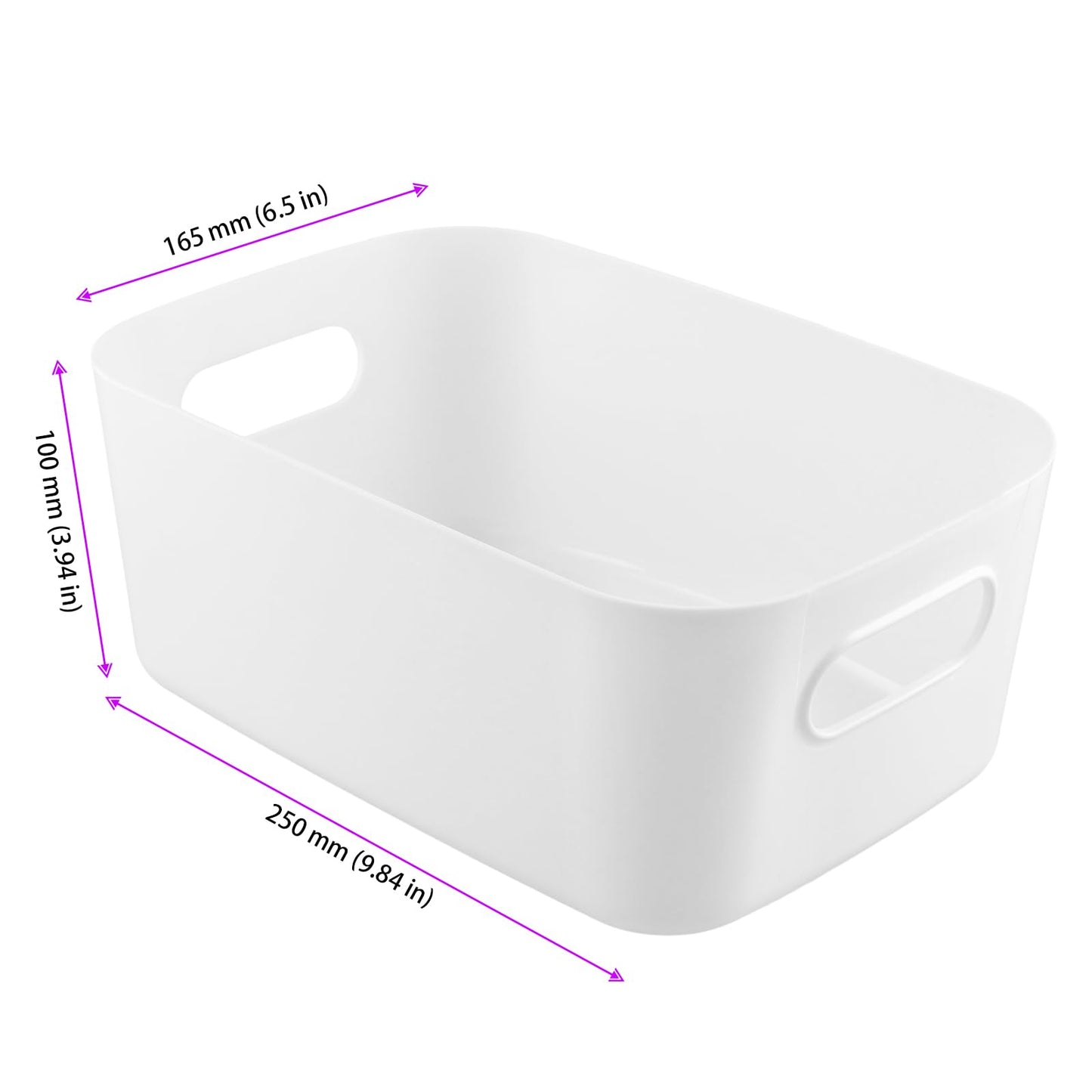 MAHIONG 15 PCS White Plastic Storage Boxes, 25 x 16.5 x 10cm White Storage Baskets with Handle, Kitchen Cupboard Organiser