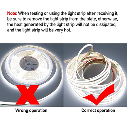 GOMING 32.8ft(10M) 24V Double Row COB LED Strip Light Cool White 6000K 6000LEDs CRI 93+ 20000lm Uniform Glow Dotless Not Waterproof IP20 Flexible LED