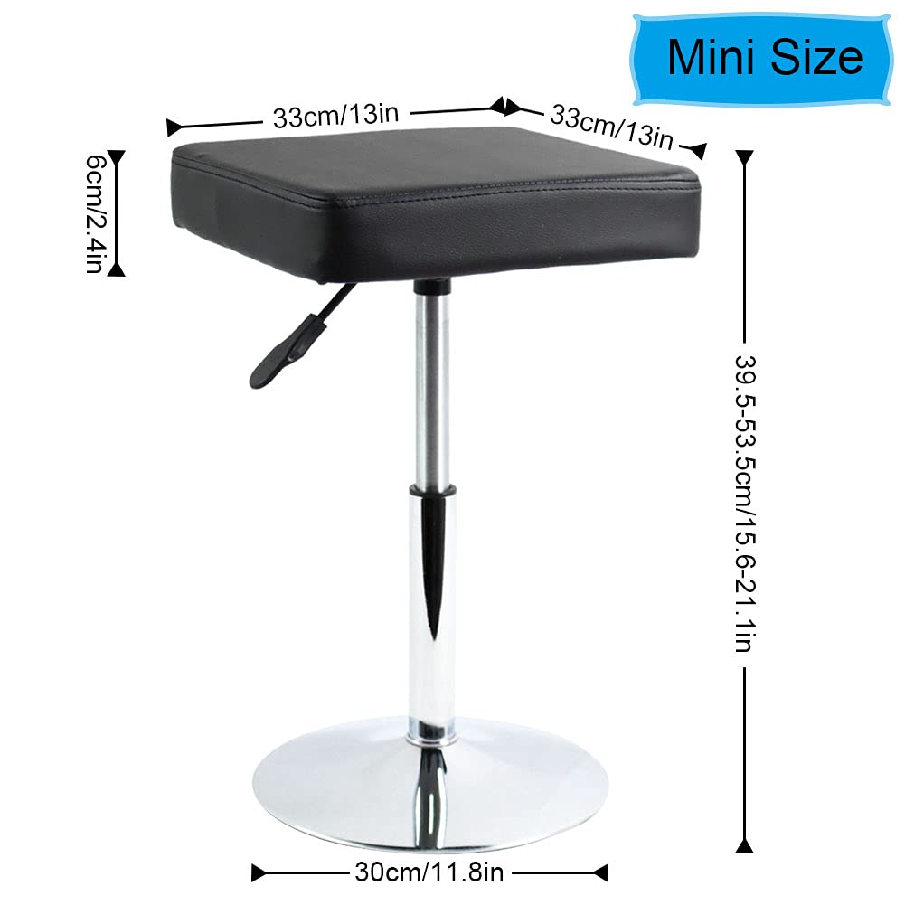 FURWOO PU Leather Square Cutting Stool Height Adjustable Swivel Workshop Barber Shop Beauty Spa Drafting Tattoo Work Stool Short Task Chair