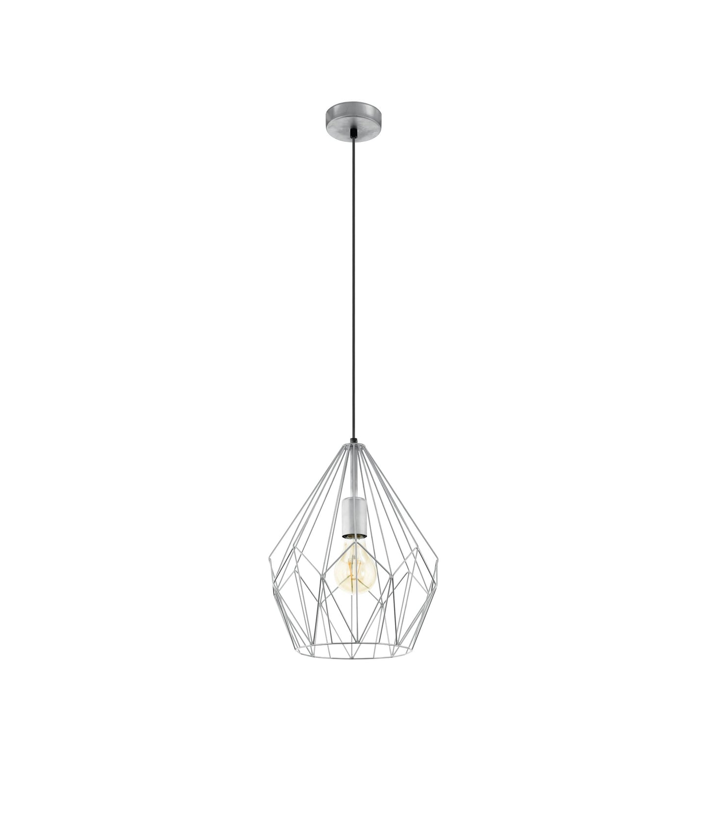Eglo Pendant Lamp Carlton, 1 Bulb Vintage Pendant Light, Retro Hanging Lamp Made of Steel, Colour: Silver, Socket: E27