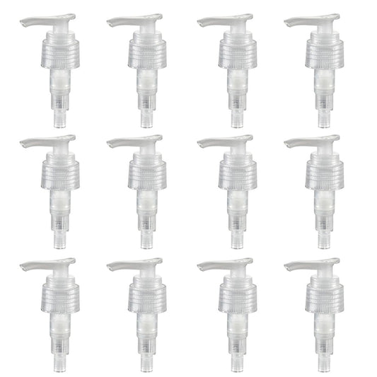 12 Pcs Clear Plastic Soap Dispenser Pump Replacement Lotion Pump Heads for 24/410 Threaded Neck Bottles Compatible with Soap Lotion Shampoo Liquid
