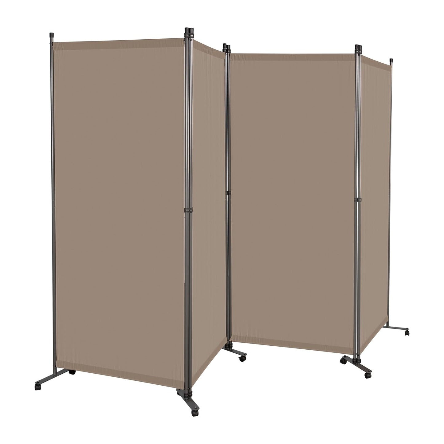 Angel Living 4 Panels Folding Room Divider, Privacy Screen Composed of Polyester Fabric and Sturdy Iron Frame