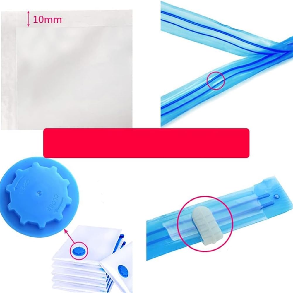 AWAOVV 10Pcs Vacuum Bags for Clothes, 40 x 30 cm Reusable Vacuum Travel Bags, Clothing Compression Storage Bags, Seal Bags for Space Saving Travel