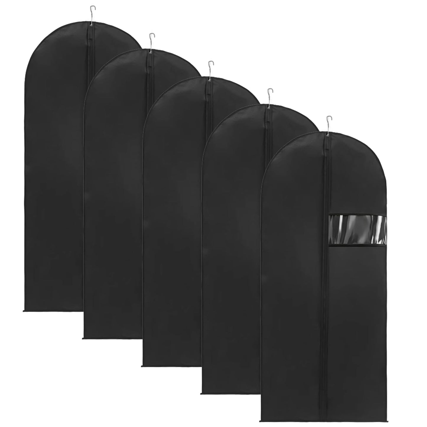 2 Pack Suit Bag and Garment Bags for Long Dress, 140x60cm Black Suit Covers for Men and Women