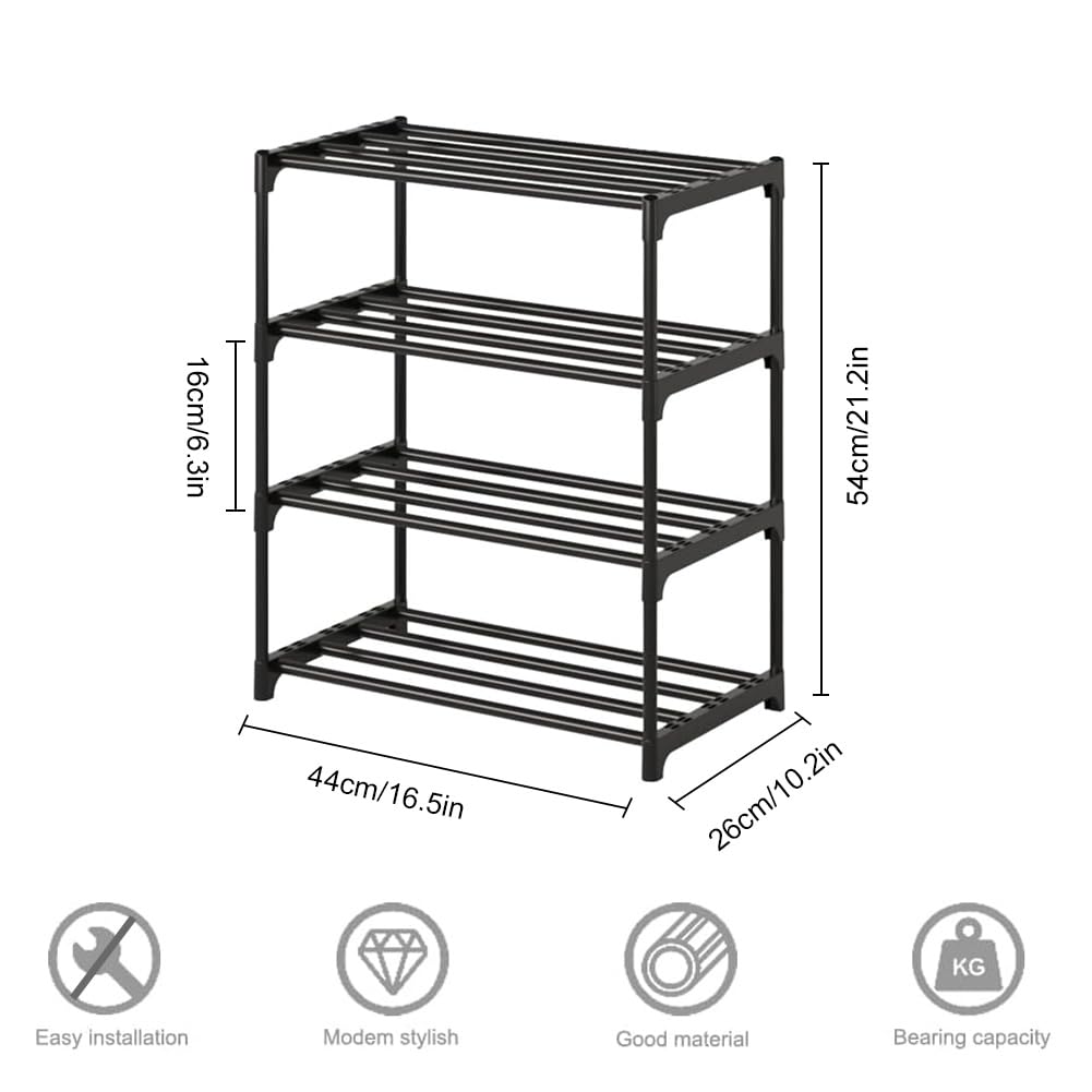 Shoe Rack, 4 Tier Small Shoe Rack, Shoe Storage Rack, Sturdy Shoe Stand