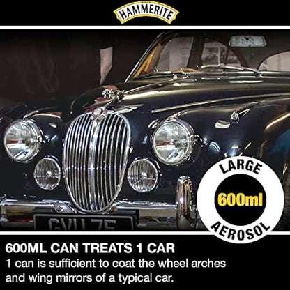 Hammerite Stone Chip Shield. Spray Shield Underseal Metal Paint for Cars. Underbody White Metal Paint. Rust Resistant, Durable Automotive Paint, 8 Year Protection - 600ml Aerosol 1.5 SqM Coverage
