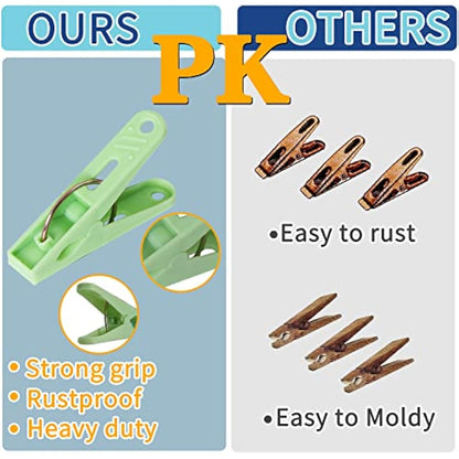Clothes Pegs For Washing Line Pack of 48，Strong Grip Laundry Pegs for Windproof Supplies ，Rust Resistant pegs with bag for Home and Garden