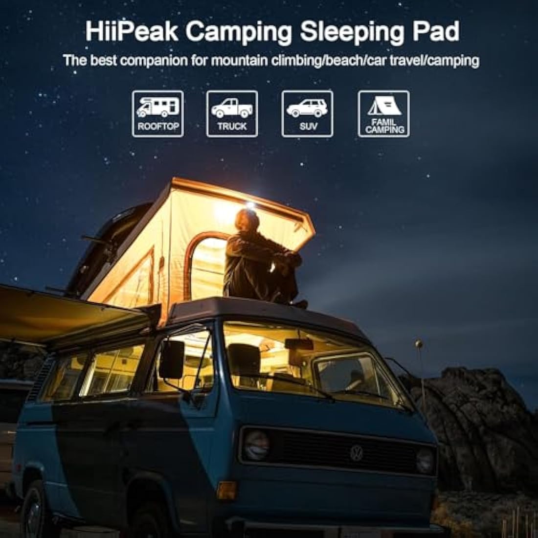 HiiPeak Camping Sleeping Pad, Ultralight Camping Mat with Pillow Built-in Foot Pump Inflatable Sleeping Pads Compact for Backpacking Hiking Traveling Tent (Double Green)