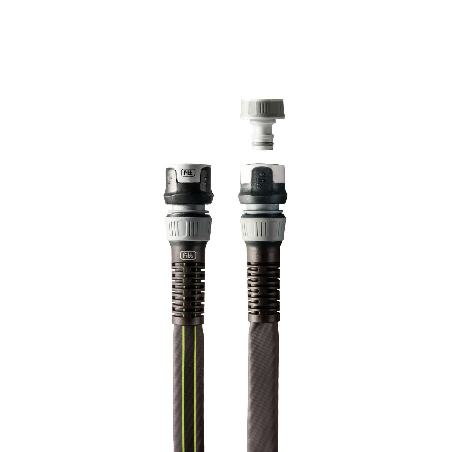 FITT Force 5/8" 30m, Garden Water Hose for Irrigation, Compact, Light and Resistant for Intensive use, with Multi-Jet Gun, Grey with Green Stripes