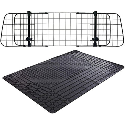 XtremeAuto® Universal Heavy Duty Waterproof Rubber Car Boot Liner Mat & Mesh Grill Dog Barrier Guard