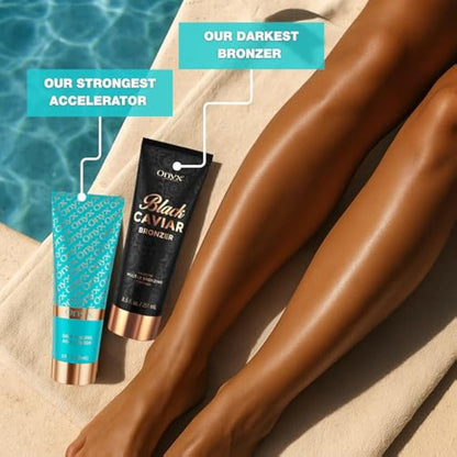 Onyx Intense Tanning Accelerator Sunbed Cream | Rapid Dark Tan Enhancer for Indoor & Outdoor Tanning | Streak-Free & Long-Lasting Hydration | Deep Conditioning Formula for Smooth, Golden Skin