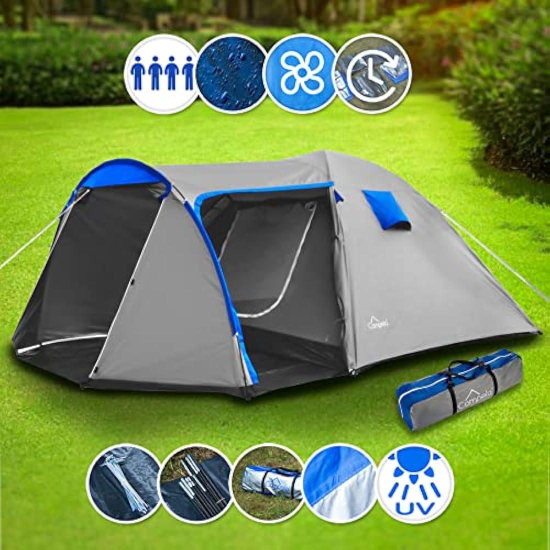 Campela CA0013 Tropical Family Tent 3-4 Person Waterproof 3000m Taped Seams