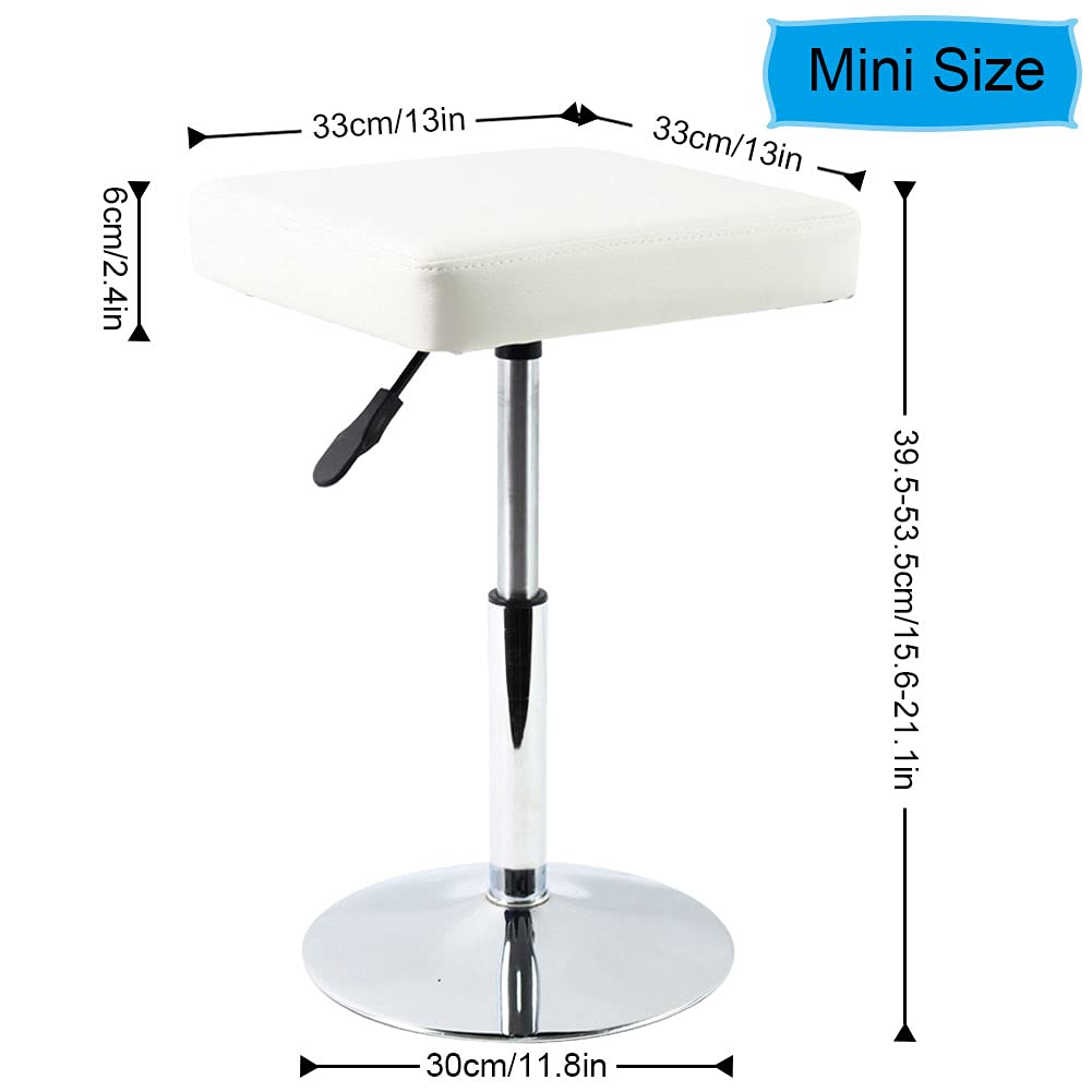 FURWOO PU Leather Square Cutting Stool Height Adjustable Swivel Workshop Barber Shop Beauty Spa Drafting Tattoo Work Stool Short Task Chair