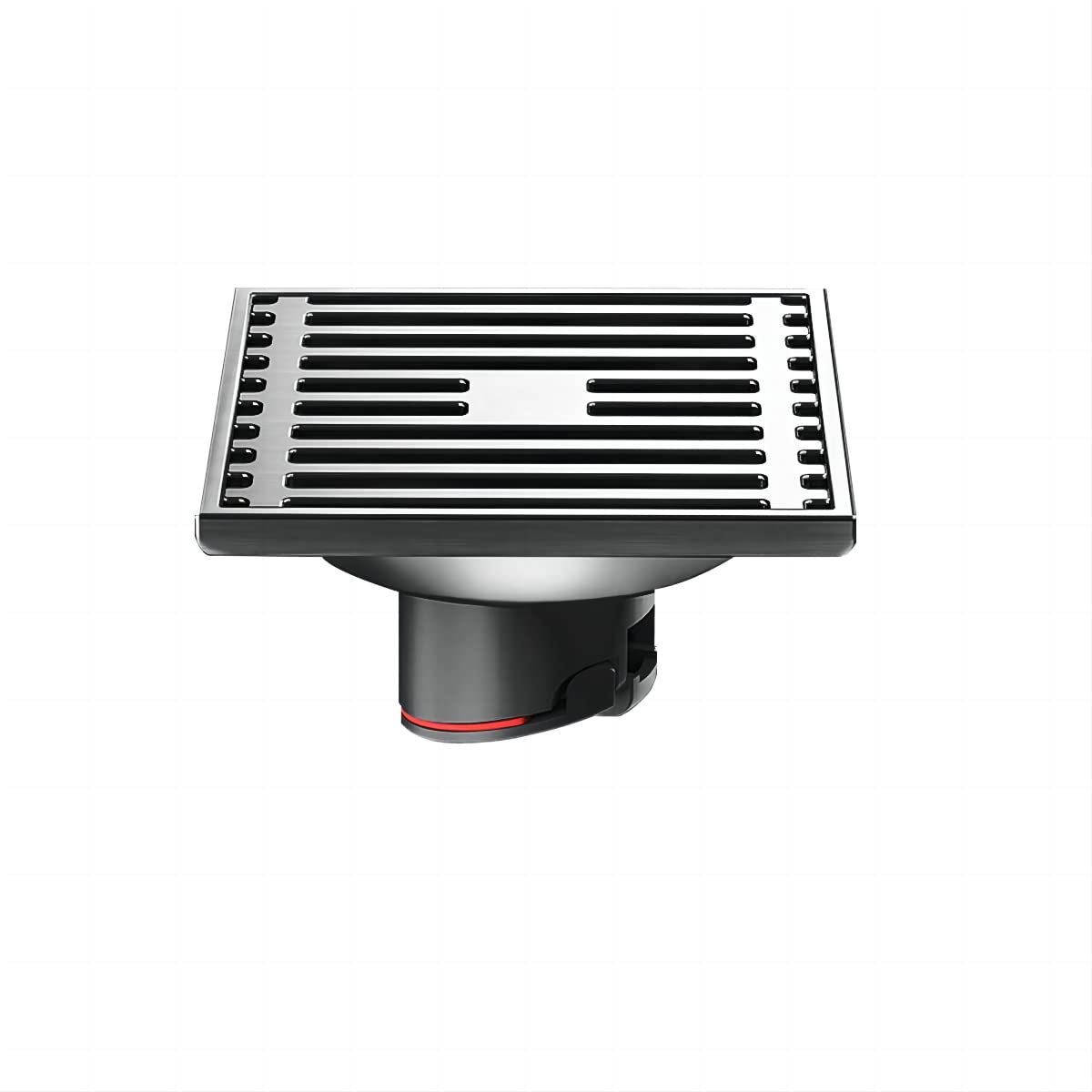 Qrity Stainless Steel Square Floor Drain Waste Drain Cover Anti-odor Straight Floor Drain for Shower Room, Matte Black