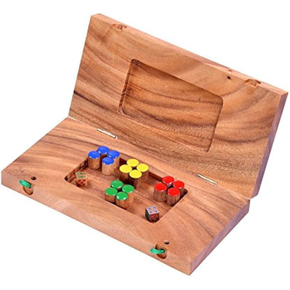 LOGOPLAY Ludo Classic Family Board Game 2-4 Players Fun Game for Kids and Andults Playing field 26 x 25 cm - wooden dice game