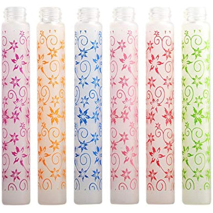 Enslz 6 Pcs 10ml Flower Print Matte Refillable Empty Travel Glass Perfume Spray Bottle Atomizer Pump Sprayer Bottle Set