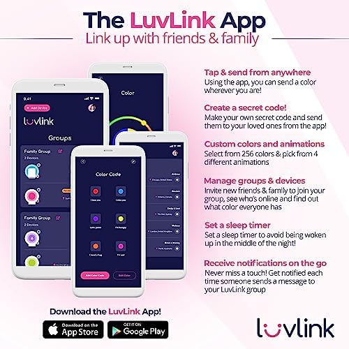 LuvLink Friendship Lamp v2 Extended WiFi Range - Simple Bluetooth Setup (Set of Two)
