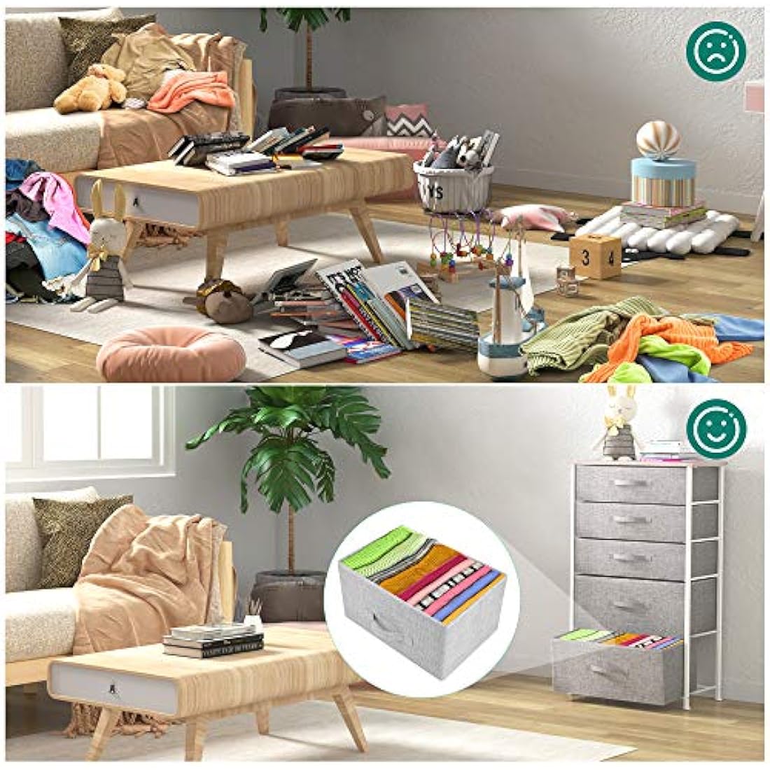 YITAHOME Chest of Drawers, Non-Woven Fabric 5-Drawer Storage Organizer Unit for Bedroom Living Room Closet, Sturdy Steel Frame, Easy Pull Fabric Bins & Wooden Top, Fabric Dresser